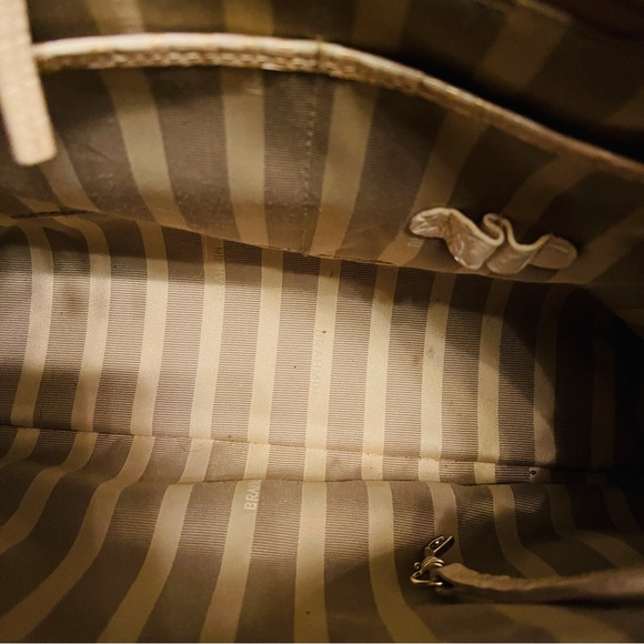 đEXTREMELY RARE! Brahmin Joan Tote Creme Prescott Gold Palms, Leather Handbag - Picture 15 of 16